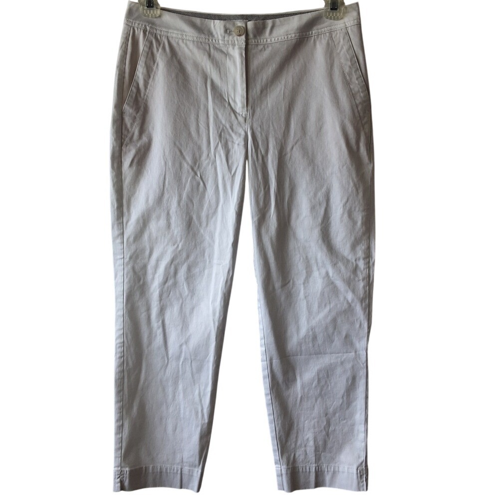 J. Jill Live-In Chino Pant Women 6 White Cotton Stretch Straight Leg NWT Coastal